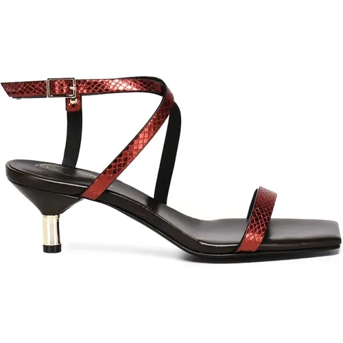 High Heel Sandals, female, , Size: 7 US Bordeaux Leather Square Toe Sandals - Giuliano Galiano - Modalova