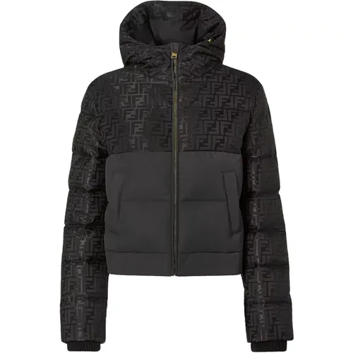 Down Jackets, female, , Size: XS Down Jacket with FF Jacquard Insert - Fendi - Modalova