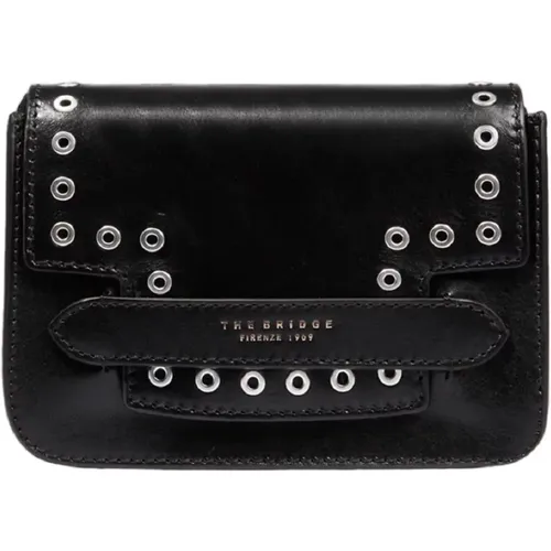 Elegante Schwarze Leder-Schultertasche - The Bridge - Modalova