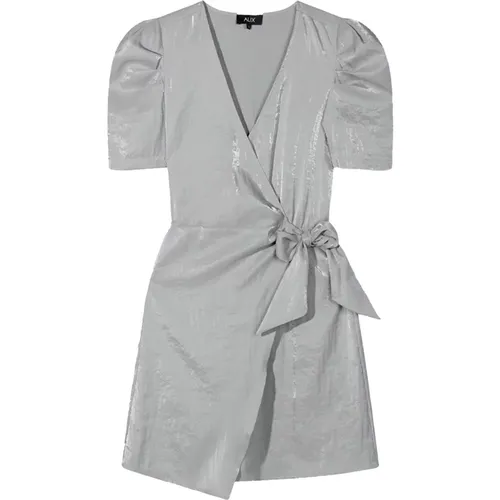 Lurex Wrap Dress Silver , female, Sizes: S, M, L - Alix The Label - Modalova