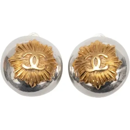 Pre-owned Jewellery, female, , Size: ONE SIZE Pre-owned Silver earrings - Chanel Vintage - Modalova