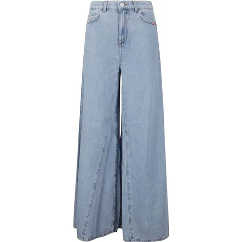 Stylische Broken Bleach Wide Jeans - Amish - Modalova