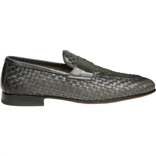 Loafers, male, , Size: 10 US Flat Shoes Handwoven Leather - Santoni - Modalova