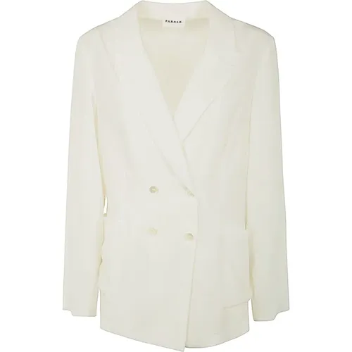 Blazers, female, , Size: S Cream Shirt Jacket - P.a.r.o.s.h. - Modalova