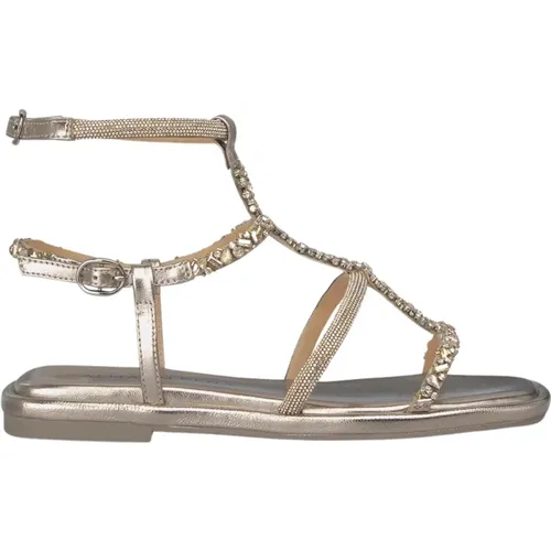 Greek Style Jeweled Flat Sandal , female, Sizes: 4 UK, 5 UK, 8 UK, 7 UK, 3 UK, 6 UK - Alma en Pena - Modalova