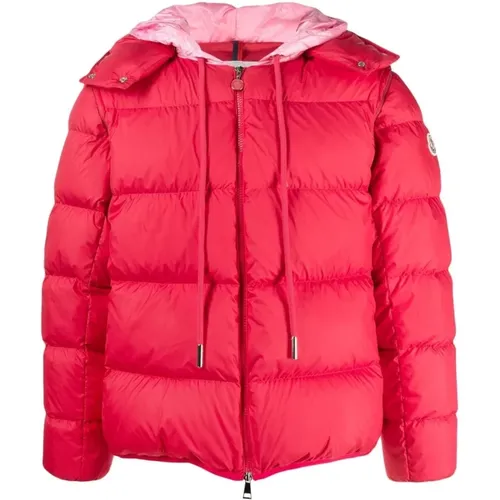 Red Quilted Nylon Coat with Removable Hood , female, Sizes: S - Moncler - Modalova