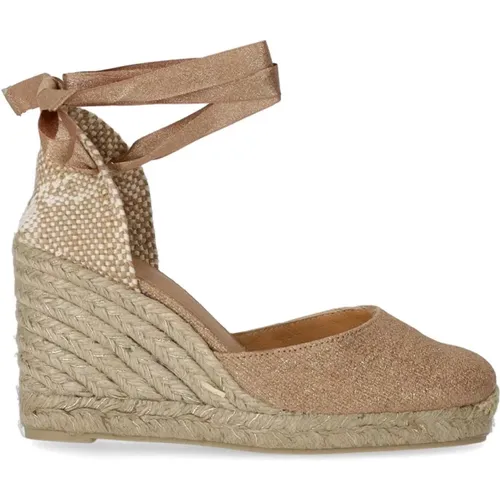 Wedges, female, , Size: 6 US Rose Gold Canvas Wedge Espadrille - Castañer - Modalova