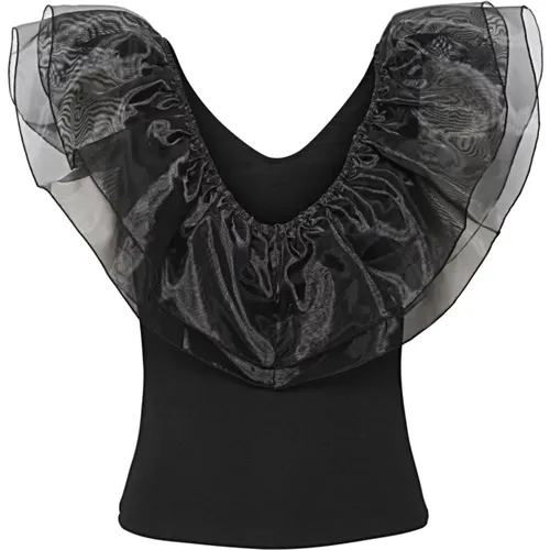 Frill Top with Mesh Shoulders , female, Sizes: L - Gestuz - Modalova