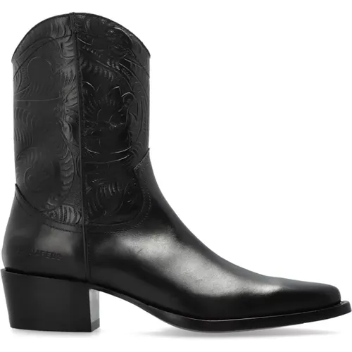 Cowboy Boots, male, , Size: 7 US Leather Cowboy Boots - Dsquared2 - Modalova