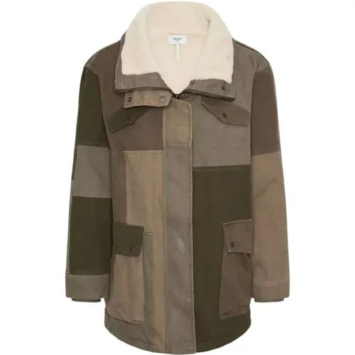 Khaki Baumwolljacke Lockere Passform Reißverschluss , Damen, Größe: S - One Teaspoon - Modalova