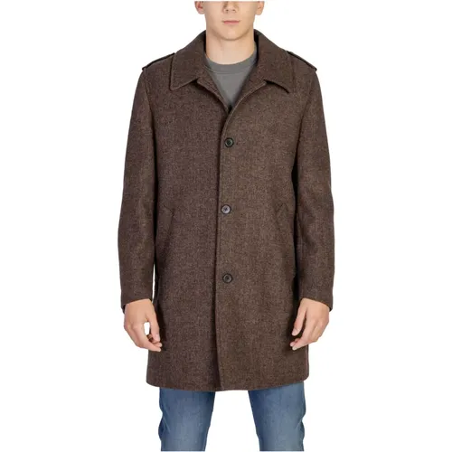 Single-Breasted Coats, male, , Size: 2XL Wool Blend Buttoned Coat - Antony Morato - Modalova