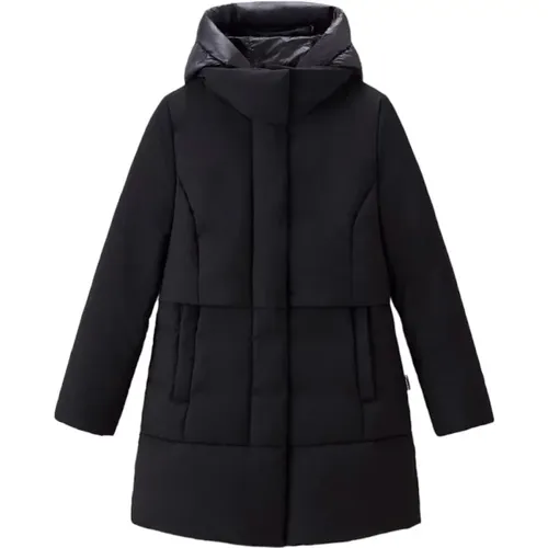 Schwarzer 2-in-1 Parka mit wind- und wasserabweisendem Stoff - Woolrich - Modalova