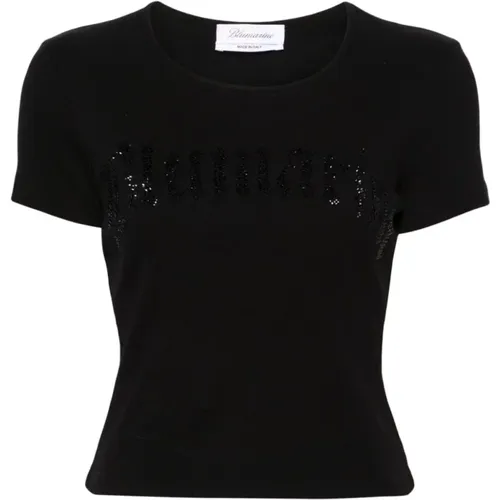 Rhinestone Crew Neck T-shirt , Damen, Größe: M - Blumarine - Modalova