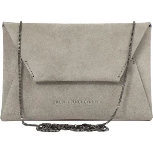 Small Leather Evening Clutch Bag , female, Sizes: ONE SIZE - BRUNELLO CUCINELLI - Modalova