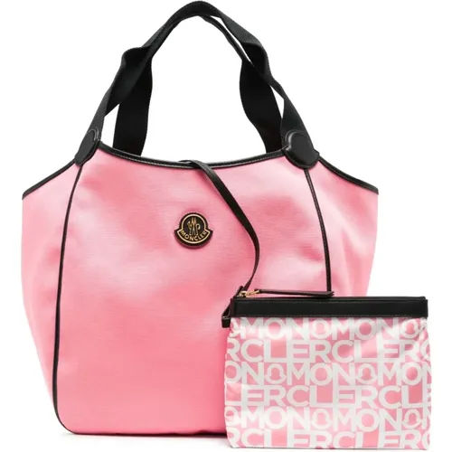 Rosa Logo-Patch Tote Bag , Damen, Größe: ONE Size - Moncler - Modalova