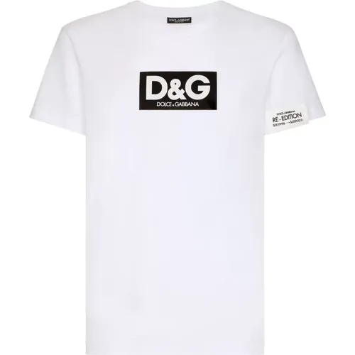 Logo Print Weißes T-Shirt - Dolce & Gabbana - Modalova