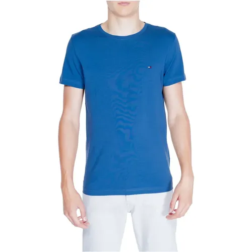 Blau Einfaches Kurzarm Herren T-Shirt , Herren, Größe: 3XL - Tommy Hilfiger - Modalova