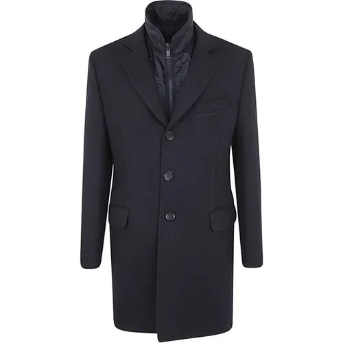 Navy Double Breasted Coat , male, Sizes: 2XL - Fay - Modalova