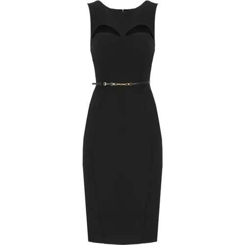 Schwarzes Kleid mit Ausschnittdetails , Damen, Größe: M - Elisabetta Franchi - Modalova