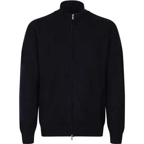 Dunkelblauer Zip-Cardigan-Pullover , Herren, Größe: 2XL - Gran Sasso - Modalova