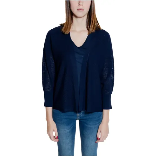 Blauer V-Ausschnitt Cardigan Langarm , Damen, Größe: S - Street One - Modalova