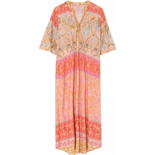 Colorful Coralprint Long Dress , female, Sizes: XS, XL - Gustav - Modalova