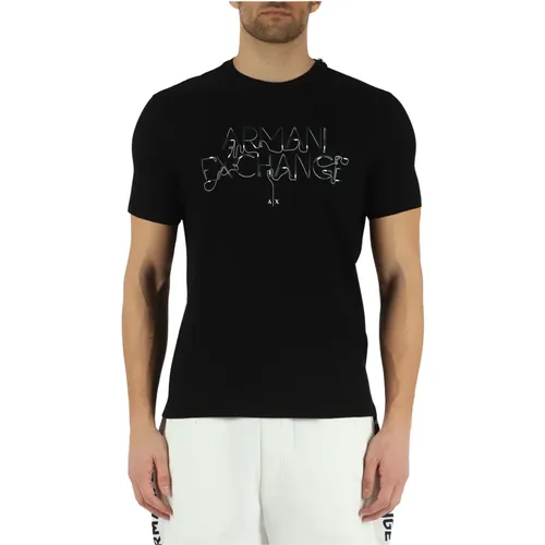 Regular Fit Cotton T-Shirt with Raised Logo , male, Sizes: 2XL - Armani Exchange - Modalova