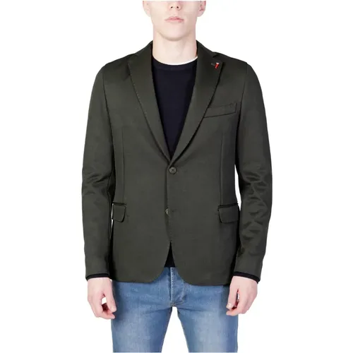 Grüner Blazer Mit Knöpfen Lange Ärmel , Herren, Größe: 2XL - Mulish - Modalova