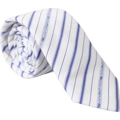 Ties, male, , Size: ONE SIZE Blue and Striped Silk Tie - Dolce & Gabbana - Modalova