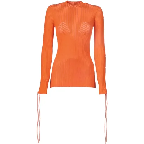 Oranger Pullover - Slim Fit - Kaltes Wetter - 82% Viskose - 18% Polyester , Damen, Größe: 2XS - Off White - Modalova