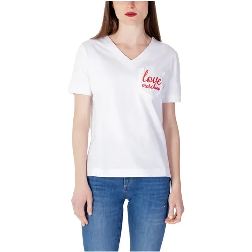 Embroidered Logo Women`s T-Shirt , female, Sizes: S, M - Love Moschino - Modalova