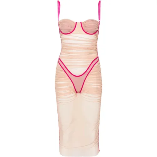 Pink Ruffled Mesh Dress , female, Sizes: S, XS - Diesel - Modalova