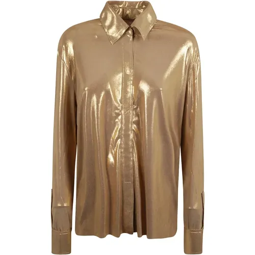 Golden Stretch Shirt with Lam Effect , female, Sizes: M - Norma Kamali - Modalova