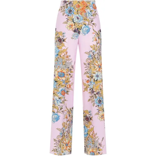 Seidenblumenmuster Hose rosa lila , Damen, Größe: 2XS - ETRO - Modalova