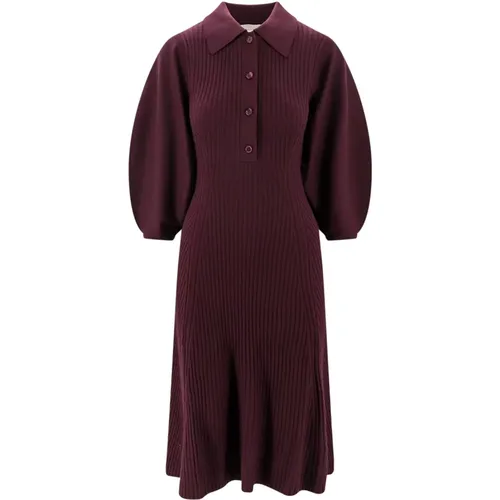 Maxi Dresses, Ribbed Wool Midi Dress , female, Sizes: M - Chloé - Modalova