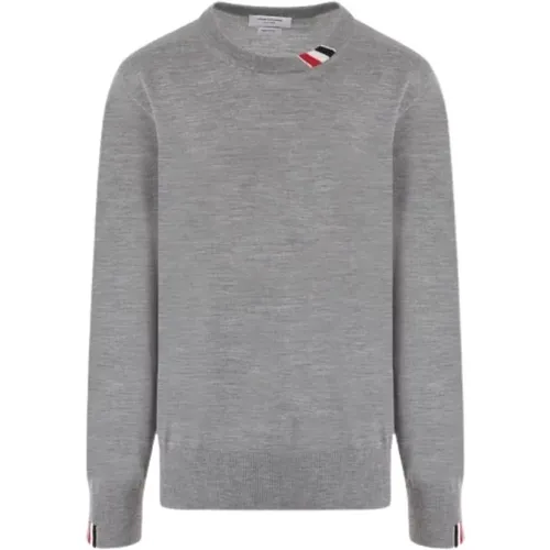 Grey Wool Sweater with Tricolor Detail , male, Sizes: XL, L, 2XL - Thom Browne - Modalova