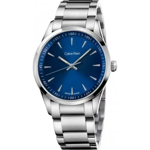 Bold Quartz Watch with Blue Dial and Stainless Steel Strap , female, Sizes: ONE SIZE - Calvin Klein - Modalova