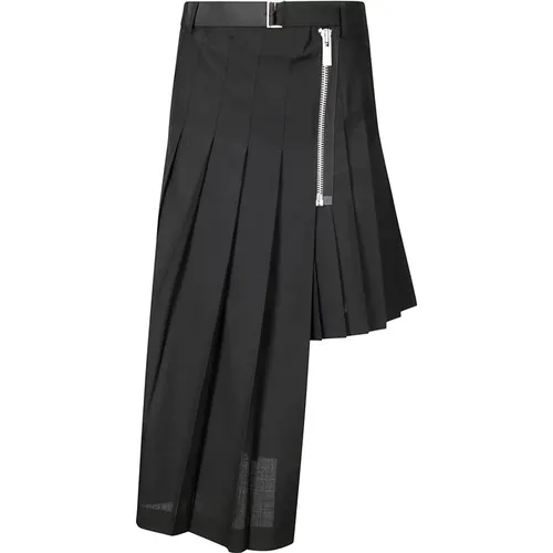 Pleated Skirt with Side Zip Closure , female, Sizes: S - Sacai - Modalova