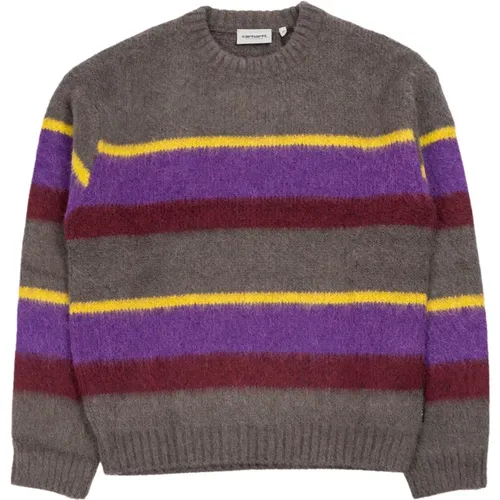 Round-neck Knitwear, male, , Size: L Striped Knit Sweater in Multicolour - Carhartt WIP - Modalova