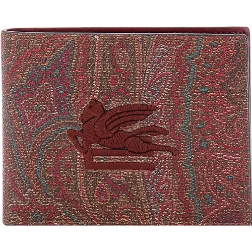 Wallets & Cardholders, male, , Size: ONE SIZE Paisley Fabric Wallet with Cube Logo - ETRO - Modalova