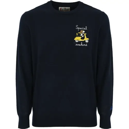 Round-neck Knitwear, male, , Size: S Snoopy Embroidered Sweater - MC2 Saint Barth - Modalova