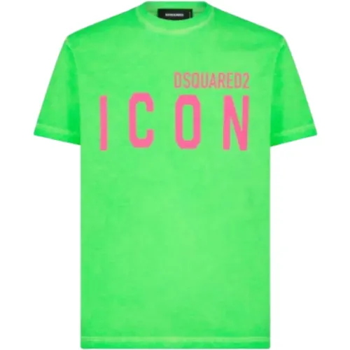 Fluoreszierendes Logo T-Shirt , Herren, Größe: M - Dsquared2 - Modalova