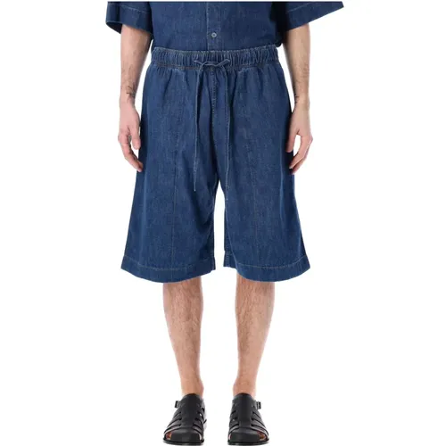 Mens Clothing Shorts Indigo Ss24 , male, Sizes: M - Studio Nicholson - Modalova