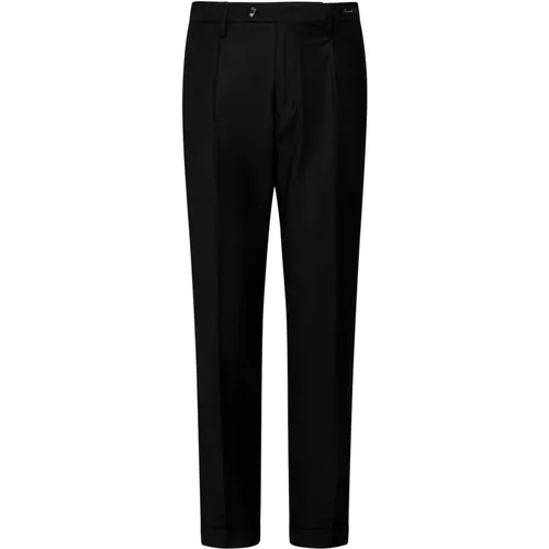 Chinos, male, , Size: W31 Wool Slim-Fit Pleated Trousers - Michael Coal - Modalova