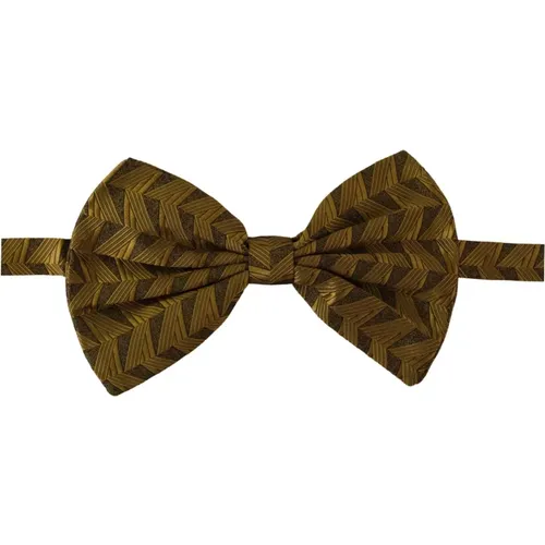 Bowties, male, , Size: ONE SIZE Gold Fantasy Print Silk Bow Tie - Dolce & Gabbana - Modalova