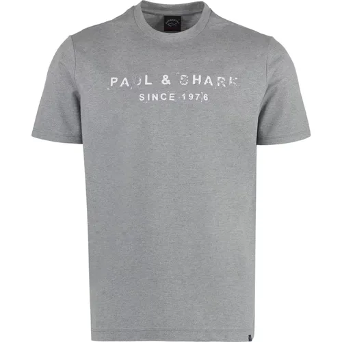 Baumwoll-Logo-T-Shirt Gerippter Ausschnitt - PAUL & SHARK - Modalova