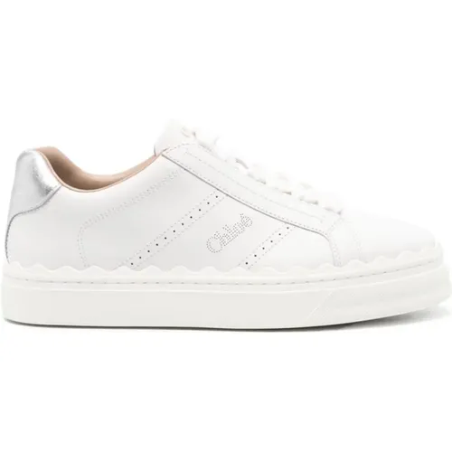 Weiße Sneakers mit Perforierten Details , Damen, Größe: 35 EU - Chloé - Modalova