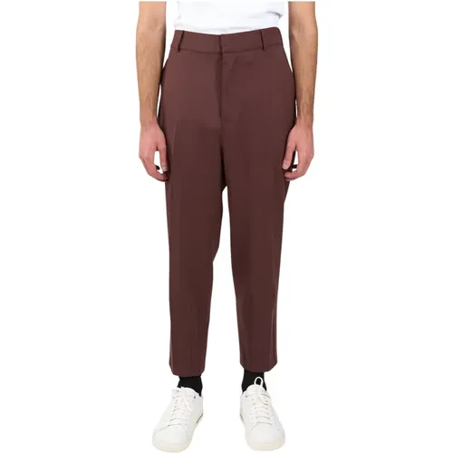 Straight Trousers, male, , Size: XL Wool Blend Pants with Elastic Waist - Mauro Grifoni - Modalova