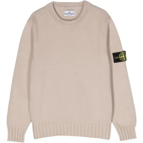 Beiger Rundhalspullover mit Logodetail - Stone Island - Modalova