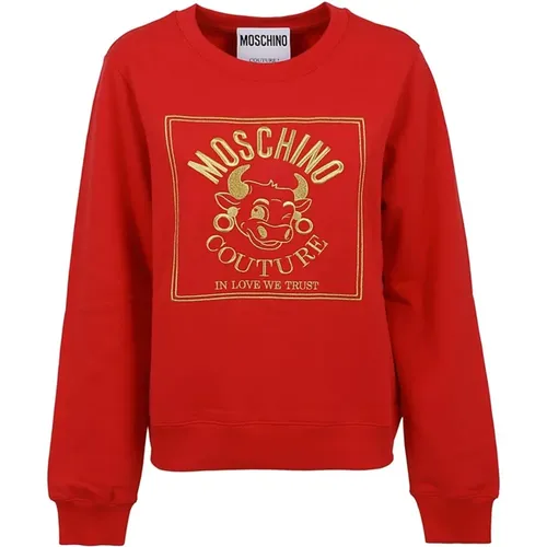 Roter Logo Sweatshirt für Frauen - Moschino - Modalova